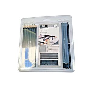 Royal & Langnickel Essentials Sketching Pencil Set 21pc Broken Graphite Charcoal